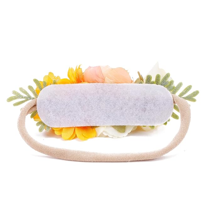 Baby Girl Floral Headbands- 3pcs Nylon Headband Handmade Flower Crown Elastic Hairband Newborn Toddler Hair Accessories Gifts for Girls （1-6 years old）