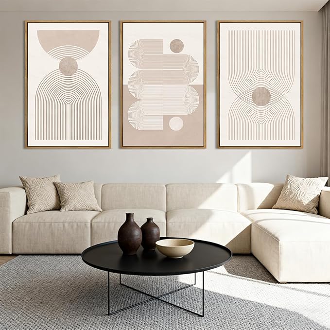 Anyzal Boho Abstract Wall Art Modern Minimalist Artwork Neutral Line Wall Decor for Living Room Bedroom Office 16x24 Inch Set of 3