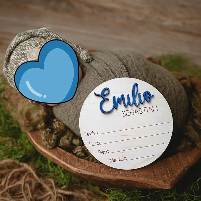 NAZENTI Personalized Baby Name Announcement Wooden Signs, Custom Birth Announcement Sign For Hospital, Baby's Arrival Gift For Decor, Birth Stat Sign, Gifts For Baby Girl Or Boy Shower