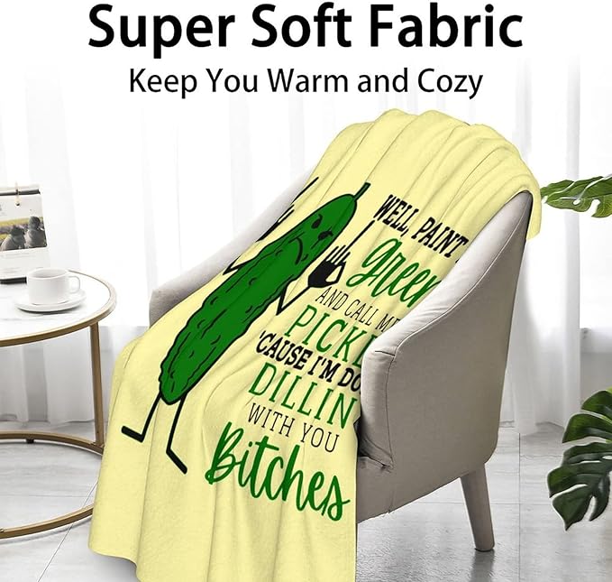 Pickle Throw Blanket for Baby - 30x40 Inches Lap Size - Soft Fluffy Cozy Blankets Gift - Beige Novelty Blanket Throws for Couch, Work