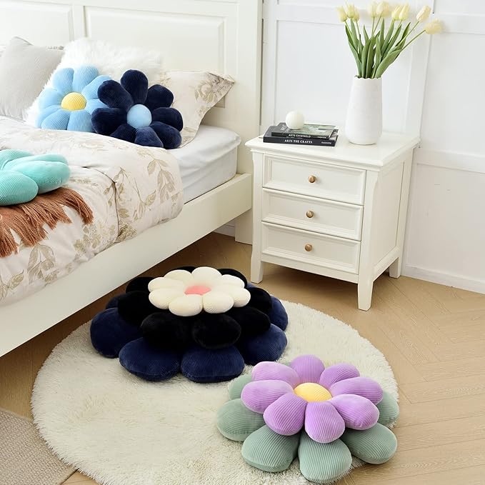 Sioloc Flowers Pillow,Flower Shaped Throw Pillow Butt Cushion Floor Pillow,Seating Cushion,Cute Room Decor & Plush Pillow for Bedroom Sofa Chair(Lavender,15.7'')