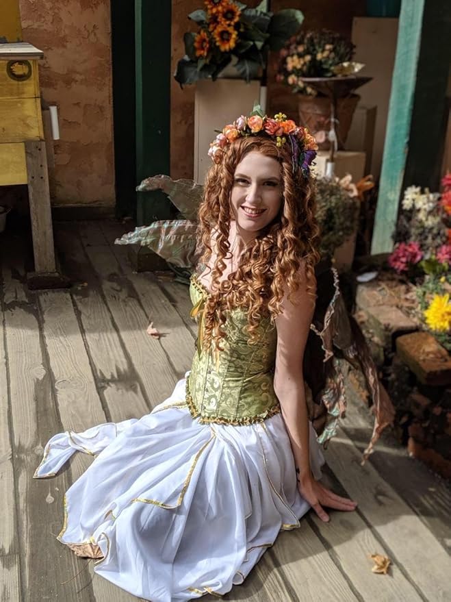 DDazzling Flower Girl Crown Bridal Flower Crown Pregnant Woman Photo Prop (Green and Orange)