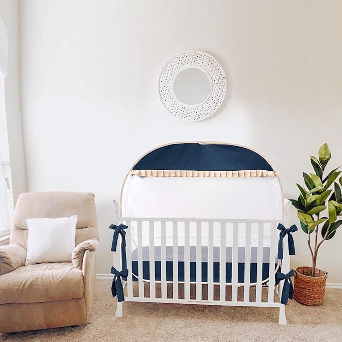 Safety Crib Tent,Safety Pop Up Tent for Baby Crib,Crib Tent Cover to Keep Baby from Climbing Out and Mosquito bite