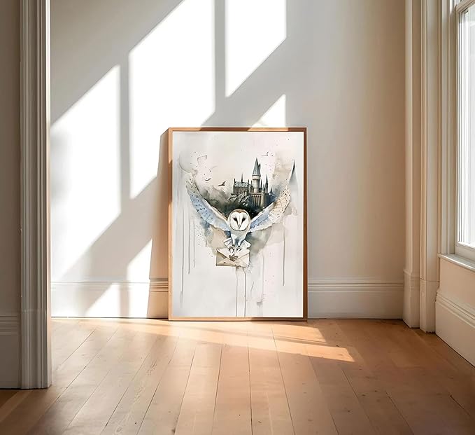 3pcs Magic Nursery Canvas Wall Art Express Train Owl Magic Castle Painting Picture Wall Decor Neutral Watercolor Poster Print Artwork For Kids' Baby Nursery Living Room Decoration Unframed