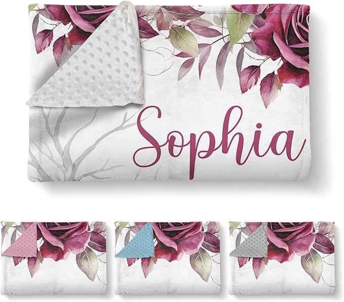 Custom Baby Blanket with Name, Double Layer Soft Dot Back Personalized Baby Blanket for Boys Girls, Woodland Blanket for Newborn Toddler, Customized Swaddle for Kids Birthday Gifts(60" x80)