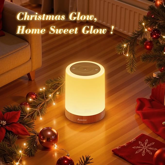 Auxmir Night Light for Kids Baby, Dimmable Touch Lamp for Nursery, 11 RGB Colors 5 Brightness, Portable Rechargeable Table Lamp for Nightstand, Kids Night Light for Bedroom Living Room, Brown-2 Pack