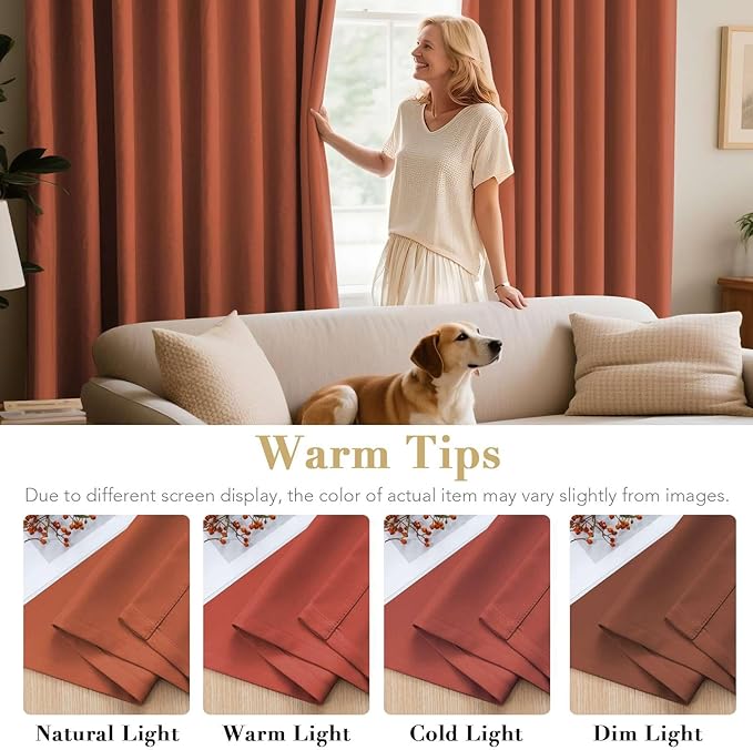 H.VERSAILTEX Holiday Decor Thermal Insulated Blackout Curtains for Bedroom Room Darkening Nursery/Baby Care Curtains,Grommet Panels, 52 by 84 - Inch - Orange - Set of 2