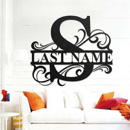 LULLBABYMALL Custom Metal Signs - Last Name Sign, Split Letter Monogram, Letter S, Family Name Wall Art, Outdoor Metal Signs, Personalized Wedding Gift