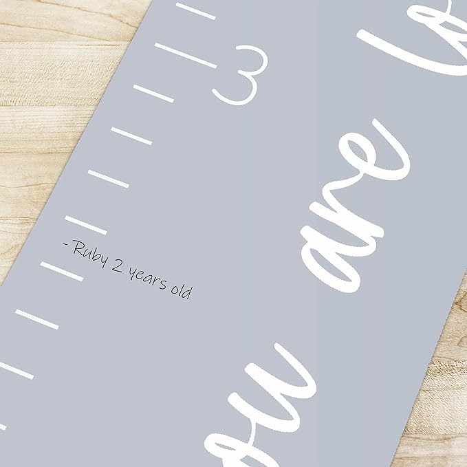 Morxy Canvas Growth Chart for Kids - Unisex Kids Room Wall Decor - Measuring Height Chart- Wall Tape with Height Chart for Kids (Canvas, Loved Beyond Measure- Gray)