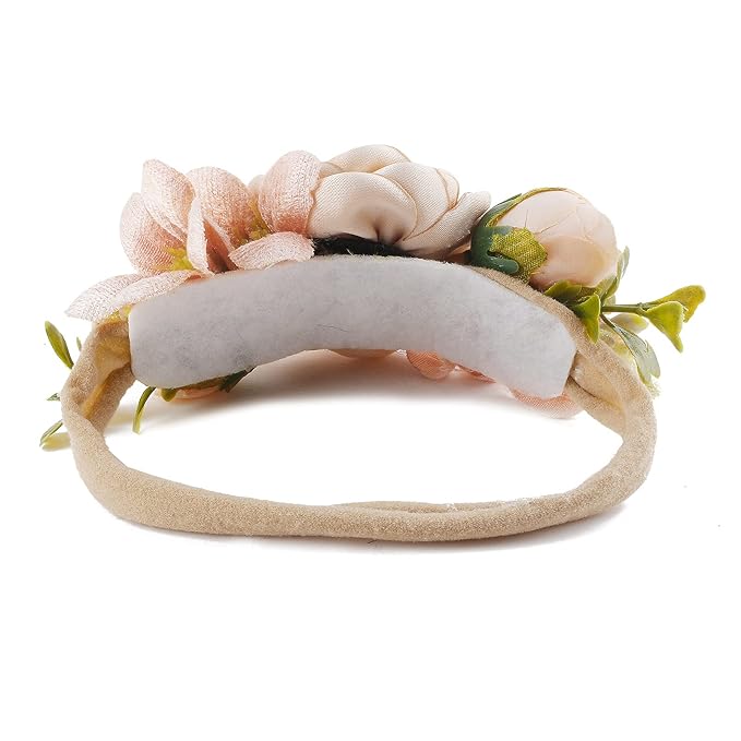 Baby Girl Floral Headband Nylon Flower Crown Elastic Hairband 3pcs Hair Accessories Gift for Girls，stretchy size 3pcs/set