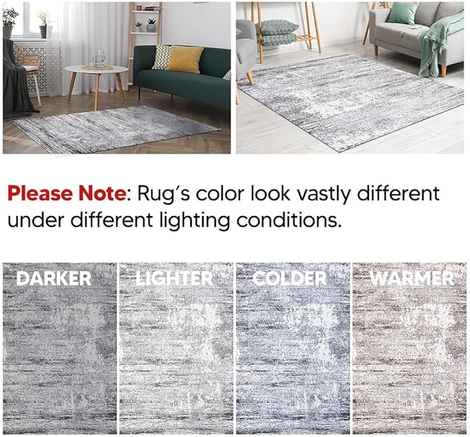 Keen Home Design Area Rugs - 3x5 Non-Shedding, Abstract Rugs for Kitchen, Living Room, Bedroom, Dining Room, Entryway - Size: 3' x 5', Abstract Cream/Grey