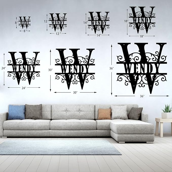 Metal Signs Customized, Metal Name Signs Personalized, Custom Family/Last Name Sign, Split Letter Monogram Wall Decor, Personalized Wedding/New home Gift, Indoor/Outdoor Sign
