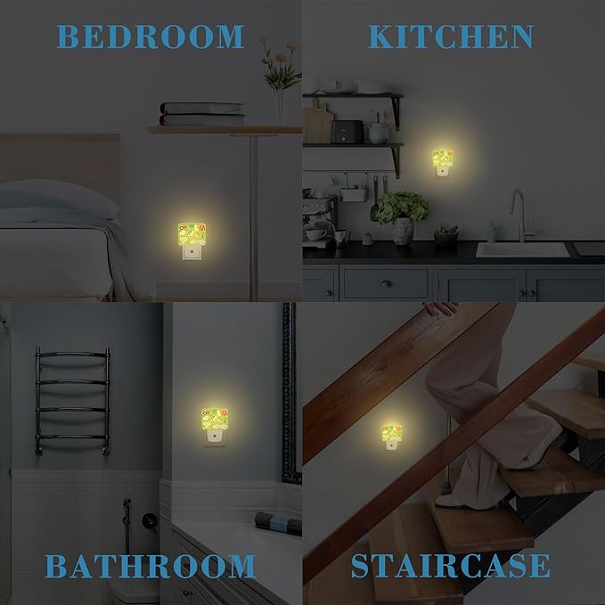 Cute Farm Animals Night Light for Kids, Cartoon Farm Animals LED Night Light Plug into Wall with Dusk to Dawn Sensor for Girls Boys Women Men Room, Hallway, Kitchen, Bathroom, Stairs Decor
