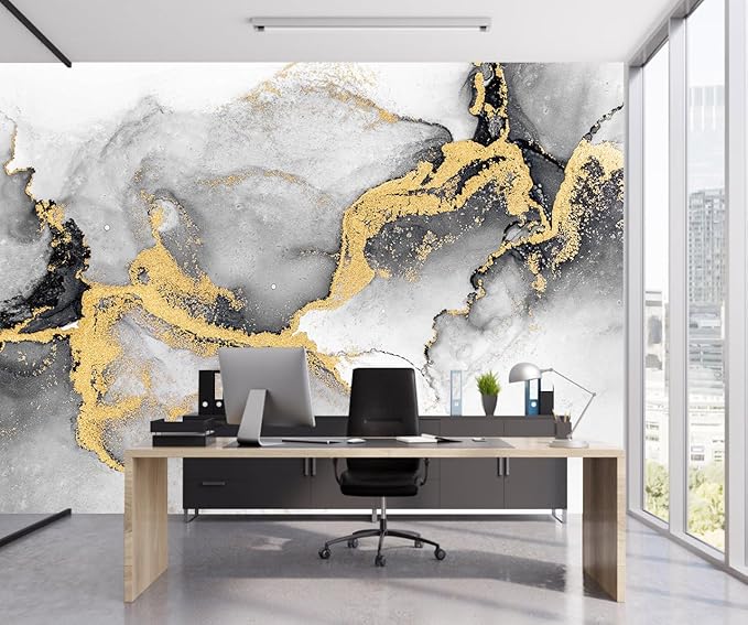 Black Gold Marble Wallpaper Peel and Stick for Living Room Office 157"x108"