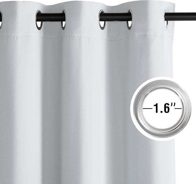 NICETOWN Gryeish White Curtains for Bedroom 72 inches Long, Roon Darkening Grommet Curtains for Living Room, Noise Reducing Privacy Window Treatment Drapes for Nursery, Laundry Patio, 2 Panels, W52