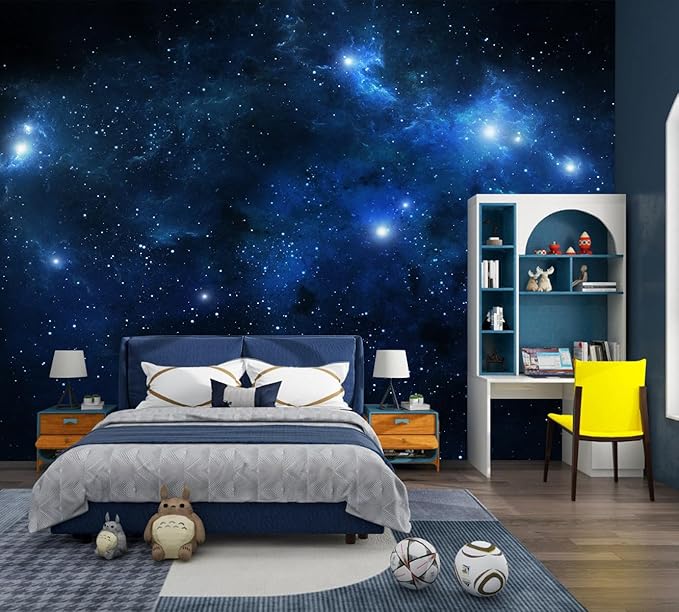 Galaxy Wallpaper Peel and Stick Night Sky Ceiling Self-Adhesive Mural for Living Room Bedroom 82"x57"