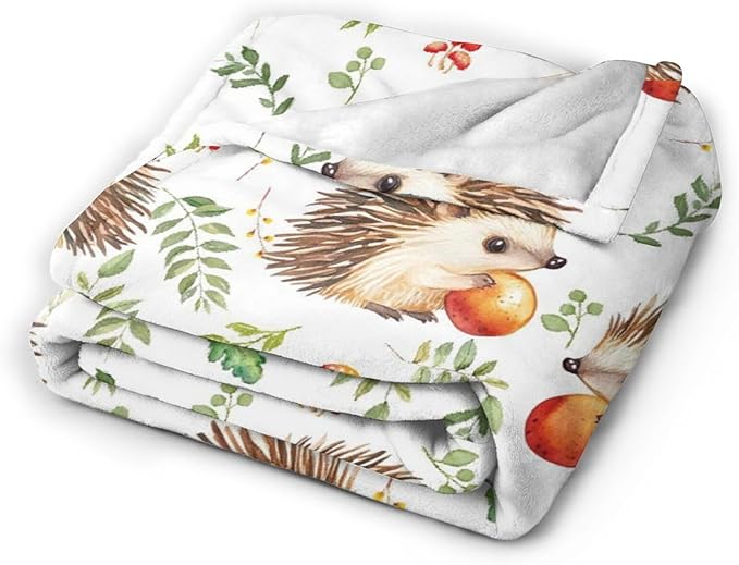 Hedgehog Blanket Cute Animal Throw Blanket Flannel Stuff Merch Cozy Decor Fleece Plush Fuzzy Warm Soft Lightweight Bedding Gifts for Hedgehog Lover Women Men Girl Boy Couch 50"X40"