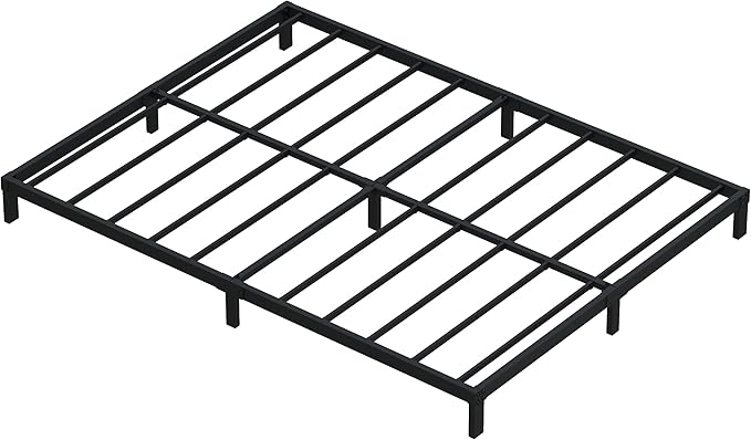 7 Inch Queen Bed Frame Heavy Duty Low Profile Metal Platform No Box Spring Needed, Maximum Storage, Easy to Assembly, Noise Free, Black