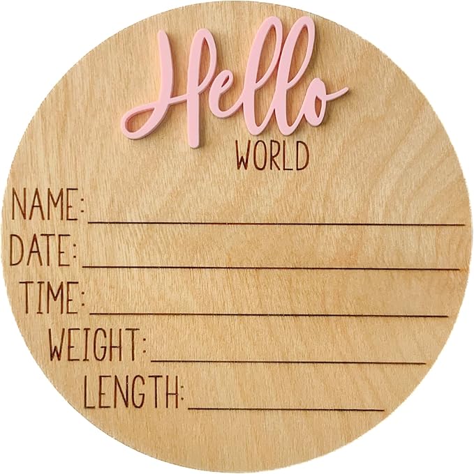 Hello World Newborn Sign, Baby Announcement Sign, Birth Announcement Sign, Hello World Nursery Sign, Baby Hospital Sign, Photo Prop for baby girl boy - (Dusty Rose)