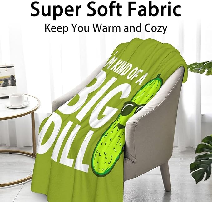 Pickle Throw Blanket for Women Men - 60x80 Inches Twin Size - Soft Fluffy Cozy Blankets Gift - Green Funny Blanket Throws for Bed, Sofa, Winter