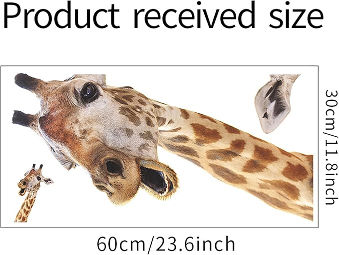 ROFARSO Lifelike Cute Lovely Giraffe Animal Wall Stickers Removable Wall Decals Peel and Stick Wall Art Decorations Home Decor for Kid Nursery Baby Bedroom Living Room Playing Room Murals