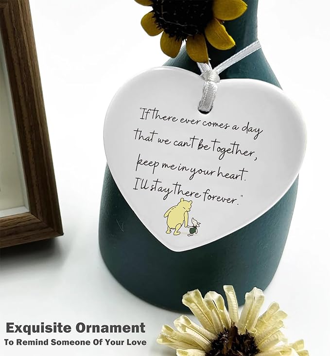 Heart Shaped Christmas Ornament-Best Friends Keepsake-Goodbye Farewell Leaving Gift-Ceramic Plaque Decor-If There Ever Comes a Day Double-Sided Design