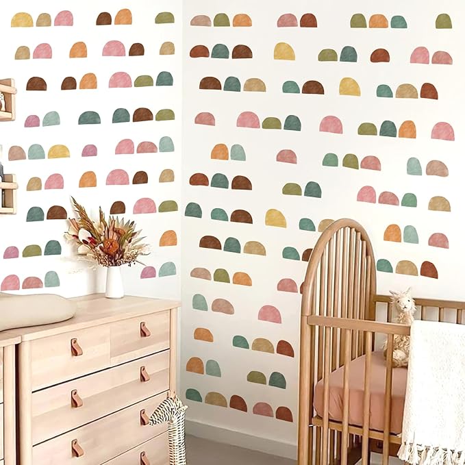 Boho Arch Wall Decals Geometric Modern Wall Stickers Colorful Abstract Pattern Stickers Irregular Arch Stickers Peel and Stick Small Half Circle Sticker Boho Wall Decals for Bedroom Living Room Decor