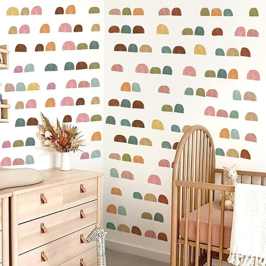 Boho Arch Wall Decals Geometric Modern Wall Stickers Colorful Abstract Pattern Stickers Irregular Arch Stickers Peel and Stick Small Half Circle Sticker Boho Wall Decals for Bedroom Living Room Decor