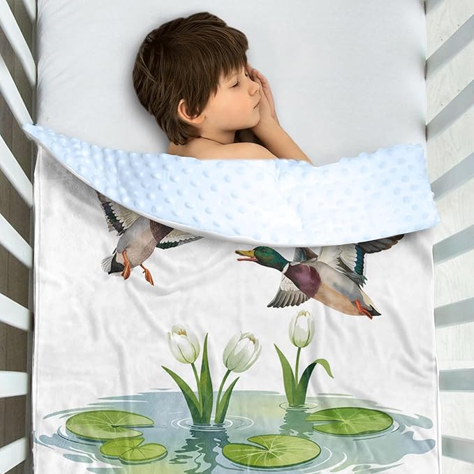 Personalized Baby Blanket with Name – Duck Theme Soft Receiving Blanket for Newborn Boys, Custom, Rustic Nursery Decor for Toddlers