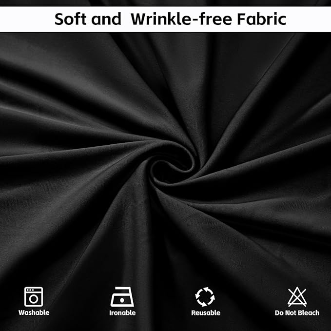 Black Backdrop Curtains for Wedding Parties, 10x7FT Wrinkle Free Photo Backdrop Curtains for Wedding Birthday Party Baby Shower, Fabric Drape with Rod Pockets 5ft x 7ft, 2 Panels