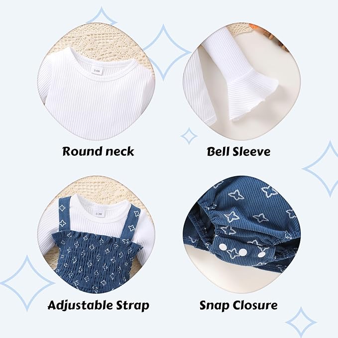 YOUNGER TREE Newborn Baby Girl Fall Winter Outfits Long Sleeve Romper Corduroy Overall Dress Infant Skirt Clothes Sets