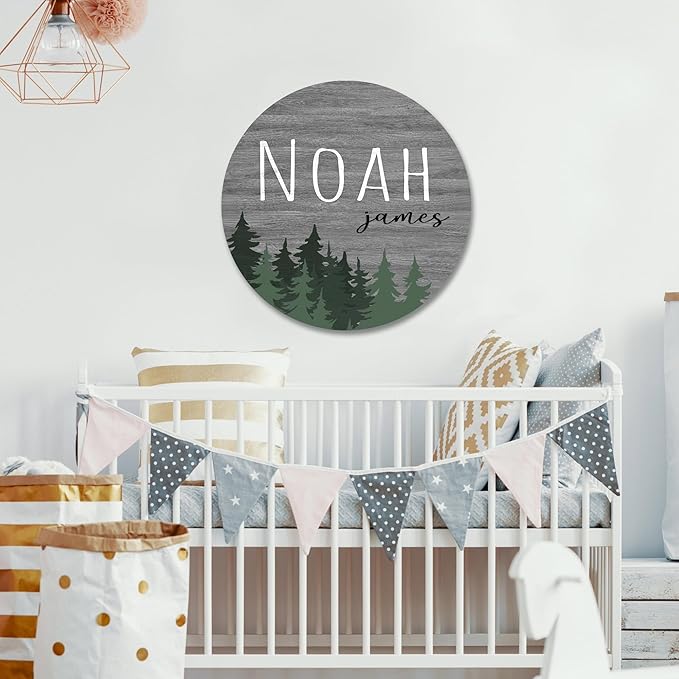 Custom Woodland Theme Nursery Name Sign for Kids Room Decor (23")