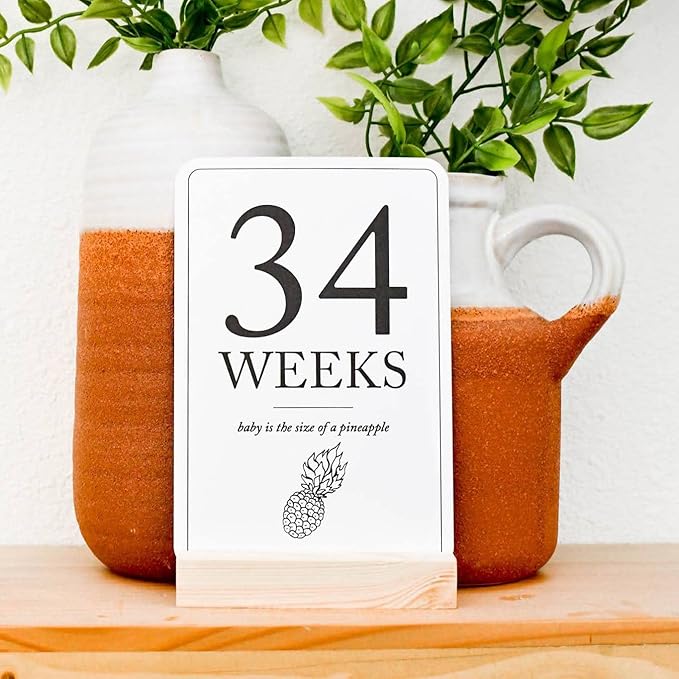 Baby Milestone Cards (19+11) - Weekly Baby Milestone Signs w/Hello World Newborn Sign, Announcement Sign - Birth Announcement Cards for New Moms