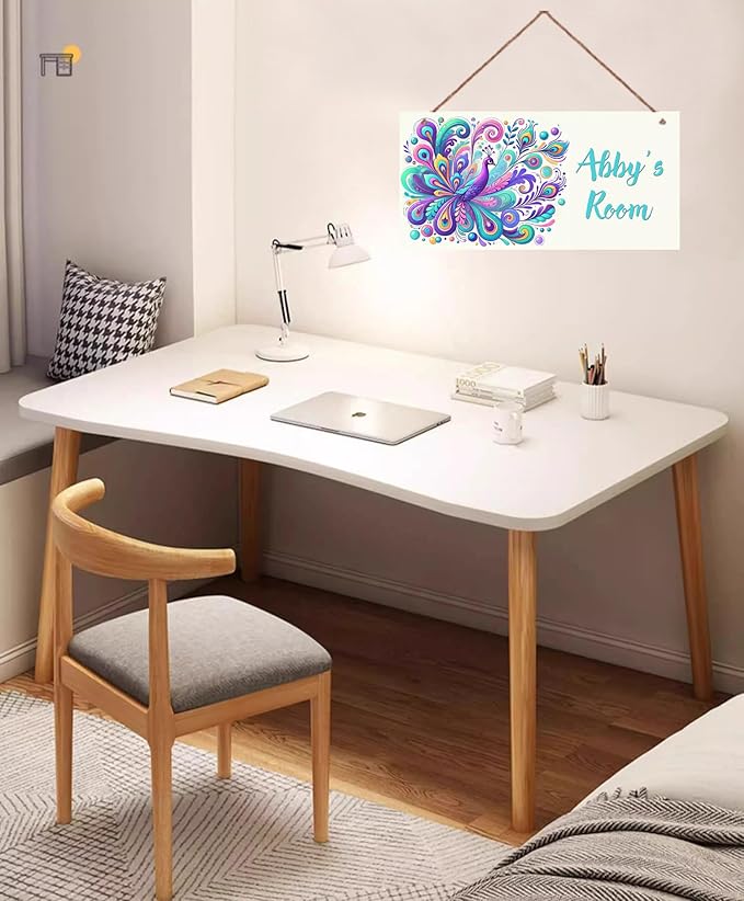 Personalized Sign Peacock Art Decor For Girls Bedroom Personalized Door Sign Wood Plaque Sign Wall Decor For Kids Room