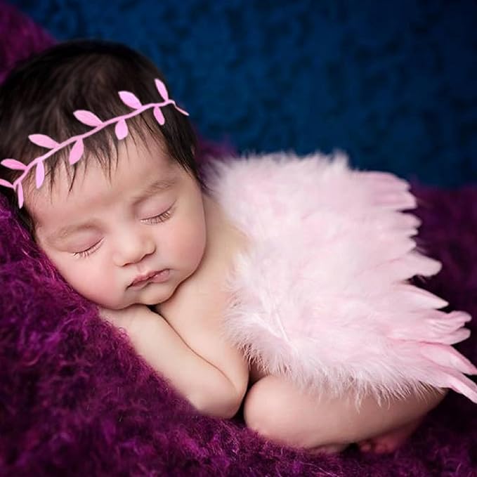 Newborn Baby Angel Wings with Feathers (Pink)