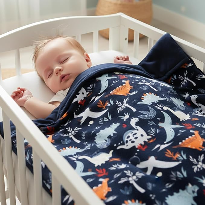 Supersoft Baby Blankets for Girls Boys, Rayon Made from Bamboo Baby Quilt - Breathable & Hypoallergenic Blanket for Bedding Crib Stroller 30"x40" (Dinosaur World)