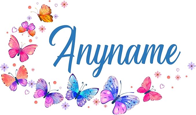 Custom Nursery Room Wall Personalized Girl Name with Butterfly Stickers Wall Decal Cute Decals and Stickers for Nursery, Room Decor, Peel & Stick Name Decals for Walls