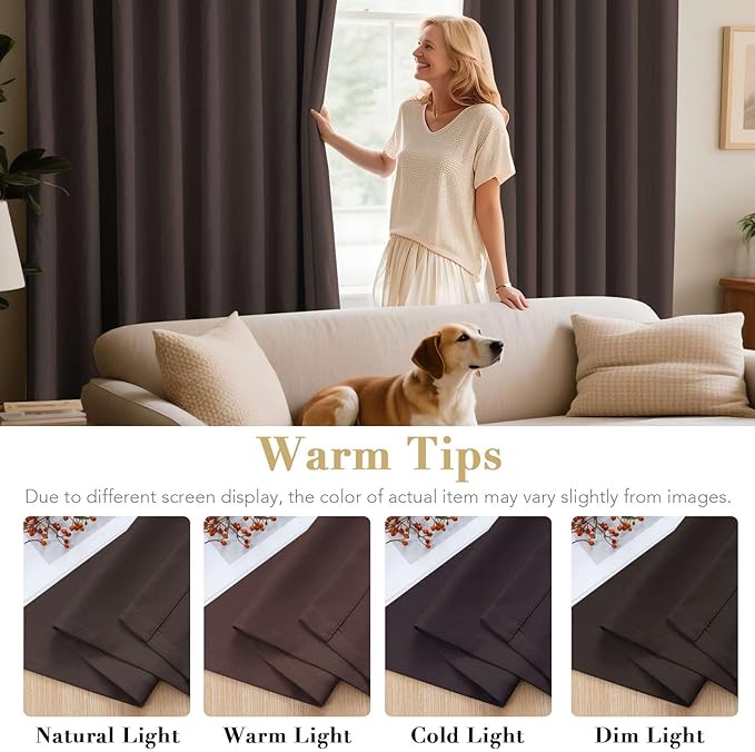 H.VERSAILTEX Blackout Curtains for Bedroom Thermal Insulated Room Darkening Living Room Curtains 84 Inch Long Grommet Privacy Protection Window Curtain Panels/Drapes, 2 Panels, Chocolate Brown