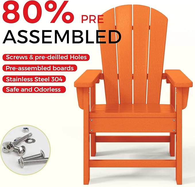 Costaelm Paradise Kids 5-Piece HDPE Outdoor Patio Round Dining Table and Chairs Set, Orange