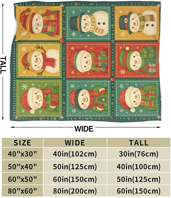 Snowman Blanket Cute Christmas Snowman Winter Fuzzy Plush Super Fleece Plush Soft Cozy Warm Stuff Bedding Toddler Nursery Baby Blankets Gifts for Boys Girls Kids Adult Men Women 50"X60"