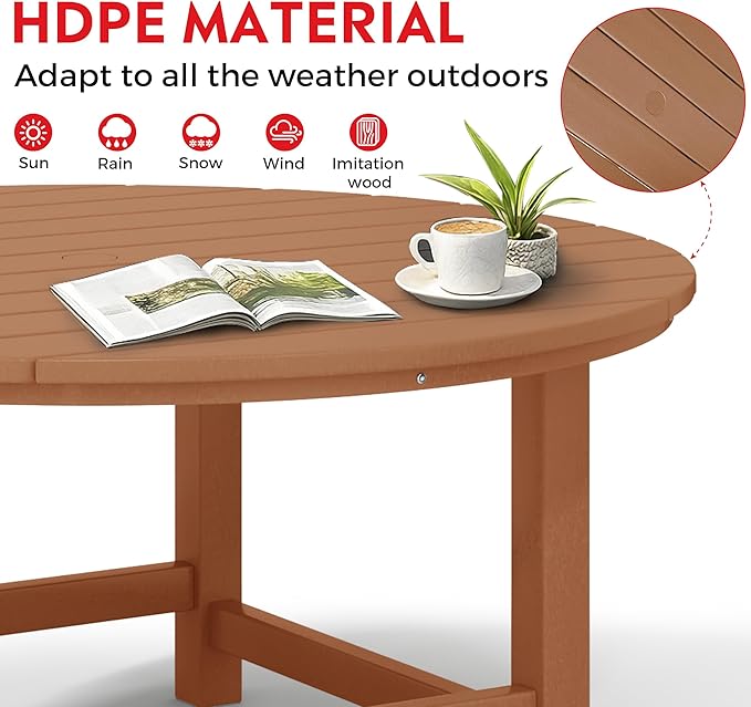 Costaelm Kids Dinner Table, Toddler Play Desk Student Desk Outdoor Childrens Picnic Tables for Children Arts & Crafts, Snack Time, Multi-Activity Table for Ages 2-8 in Home/Outside, Teak