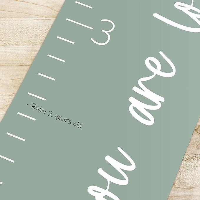 Morxy Canvas Growth Chart for Kids - Unisex Kids Room Wall Decor - Measuring Height Chart- Wall Tape with Height Chart for Kids (Canvas, Loved Beyond Measure- sage)