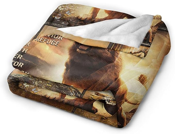 Christian Blanket for Men Christ Lion Jesus Religious Faith Throw Blanket Soft Cozy Warm Fuzzy Fleece Christian Bedroom Decor Blanket Gifts for Men Women Couch Sofa Bed 80"X60"