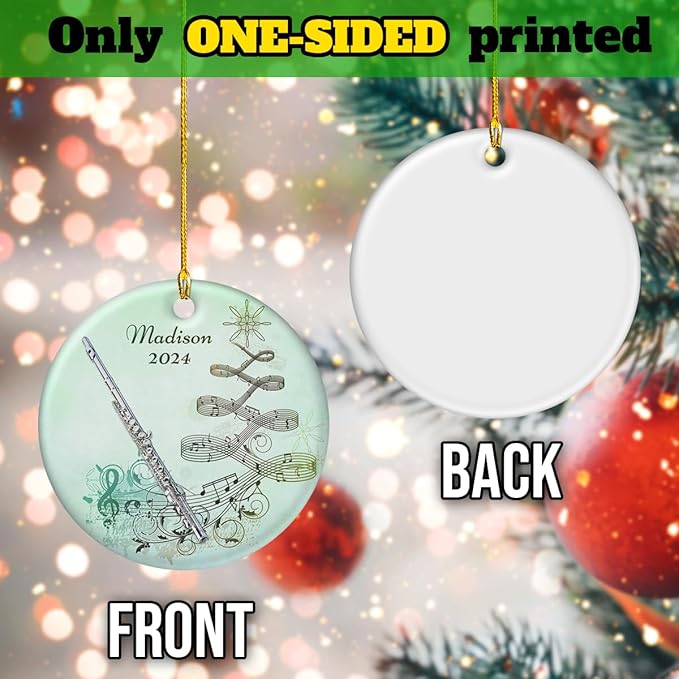 wowcugi Flute Ornament Personalized Instrument Ornaments for Christmas Tree Xmas Tree Decorations Keepsake Gifts for Band Instruments Music Lovers