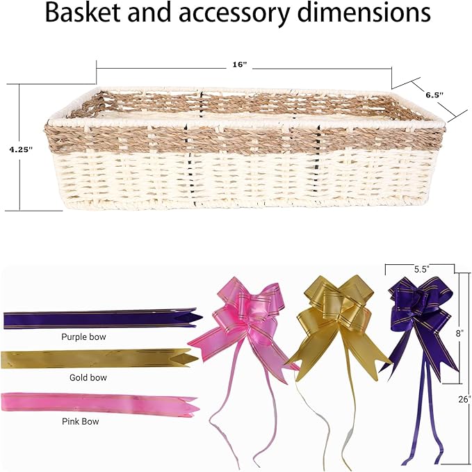 Gift Basket Empty for Baby Shower – Woven Cotton Rope Bin Nursery Shelf Storage Box (L:16 inch)