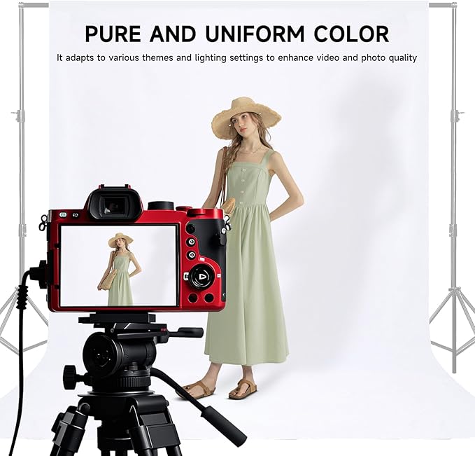 YSKE-Y2 Heavy Duty Photo Backdrop, 10x8ft White Seamless Fabric Background Photography Backdrop Curtain Screen for Photoshoot Video Studio Party