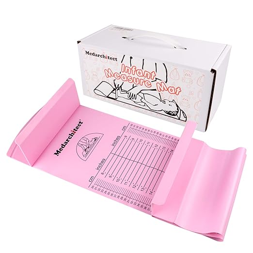 Medarchitect Baby Height Measuring Mat, Infantometer Ruler, Growth Height Chart for Newborns, Toddlers, Infants, Home Use and House Visits - Pink
