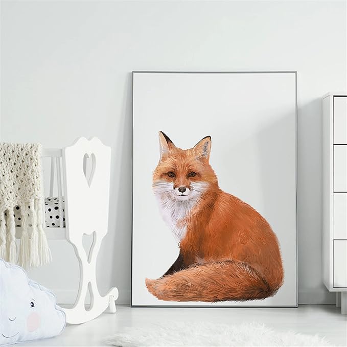 ROFARSO Lifelike Cute Lovely Red Fox Animal Wall Stickers Removable Wall Decals Peel and Stick Wall Art Decorations Home Decor for Kid Nursery Baby Bedroom Living Room Playing Room Mural