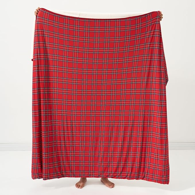 Little Sleepies Christmas Blanket, Soft Viscose from Bamboo Christmas Throw Blanket for Baby Boys & Girls, Lightweight, 65" x 85", Oversized (Holiday Plaid)