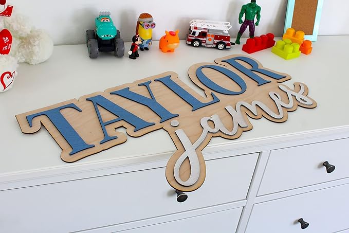 Large Wood Nursery Sign | Nursery name sign for Kids | Custom Wood Name Sign | 3D Wood Baby Name Sign (Green)